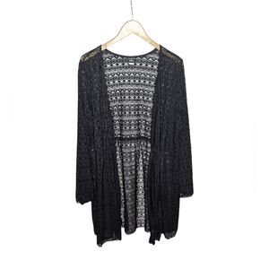 Torrid Size 2 Black Open Knit Lace Kimono Cardigan Swim Cover Up